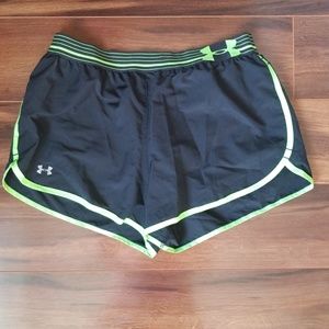 Black Under Armor Shorts with Green Detail